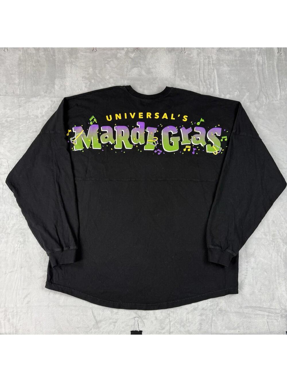 Universal Studios Mardi Gras Shirt Sz XXL Spirit Jersey Black Graphic Theme Park